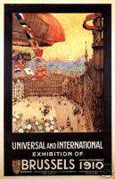 Vintage Brussels International Exhibition Poster 1910  