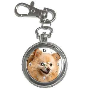   Pomeranian Puppy Dog 2 Key Chain Pocket Watch N0746 
