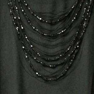 CHICOS SHEER NECKLACE SHANA PONCHO BLK SZ M/L NWT $89  