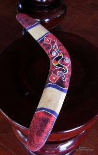 Australia Aboriginal Boomerang Hand Crafted in Thailand   Snake Art 
