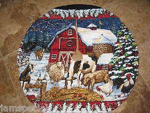   on the Farm Tree Skirt Cow pig goat lamb chicken Horse Red Barn  