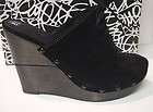   von Furstenberg Emerson Black Suede Platform Wedges Clogs Shoes 8.5