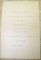 1884 VERONA NY WEDDING INVITATION TOLL CLARK INVITE  
