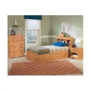  02 Mountain Pine Twin Bed and Bookcase Headboard Bedroom Set in Pine 