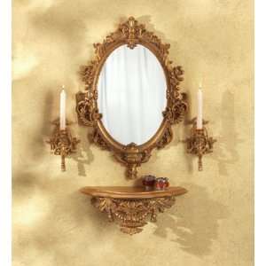  Wall Mirror and Sconce Set   Baroque Design