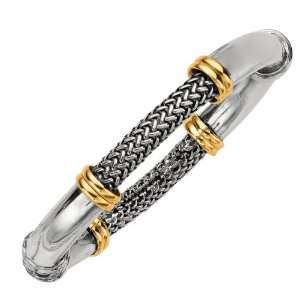 Sterling Silver 18k Gold Yellow Desiner Polished Snake Bracelet   7.5 