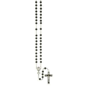 Black Wood Bead First Communion Rosary With Chalice Center And Wood 