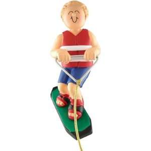  Male Blonde Wakeboarder Christmas Ornament Sports 