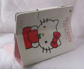 Hello Kitty leather case stand for apple iPad2 apple  