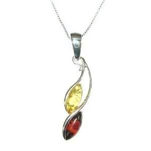  Lemon and Cherry Amber Pendant with Chain