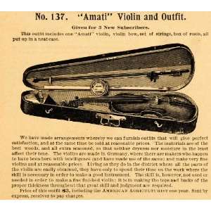   Amati Violin Subscribers Gift Musical Instruments   Original Print Ad