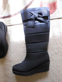   Spade New York Cagney Black Waterproof Nylon Plaform Boots 7  