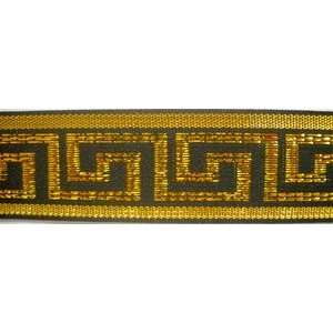  Black and Metallic Gold Greek Key Ribbon Trim 1 Inch By 