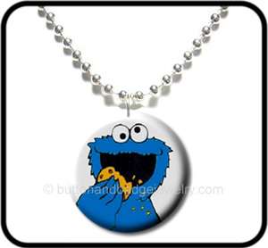 COOKIE MONSTER* Cute Kitsch Emo Button NECKLACE  