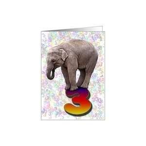  Elephant card for a 3rd birthday party Card Toys & Games