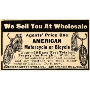  1911 Ad American Motorcycle Bicycle Freight Free Trial 