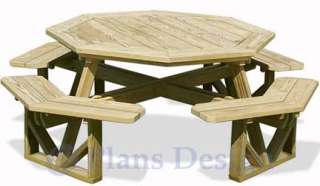 Classic Large Octagon Picnic Table / Bench Plans #ODF07  
