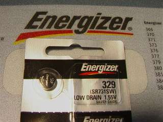 Energizer 329   SR731SW Watch Battery SWATCH lady  