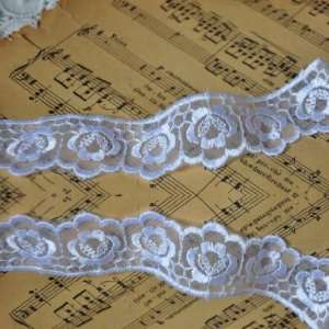   Wide Floating White Embroidered Organza Lace Material
