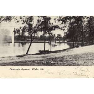   Vintage Postcard   Fountain Square   Elgin Illinois 