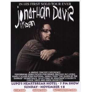  Jonathan Davis Lupos Providence Concert Poster MINT