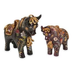  Ceramic figurines, Little Gold Bull (pair)