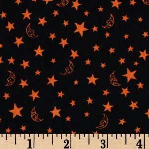  44 Wide Witching Hour Moon & Stars Black/Orange Fabric 