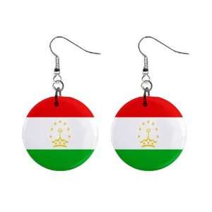 Tajikistan Flag Button Earrings