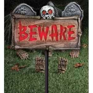  Lite Up Beware Lawn Stake Prop Decoration