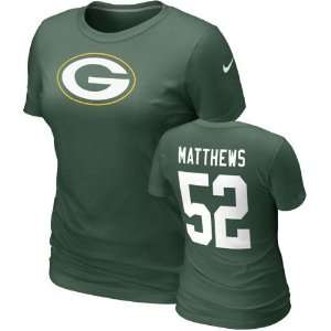 Clay Matthews #52 Womens Green Nike Green Bay Packers Name & Number T 