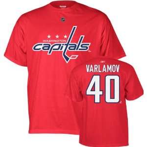  Simeon Varlamov Red Reebok Name and Number Washington 