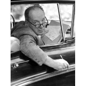  Novelist Vladimir Nabokov Looking Out of Car Window, Likes to Work 