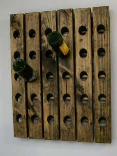 Riddling Wine Rack Distressed Wood Handmade Wall Hanging  