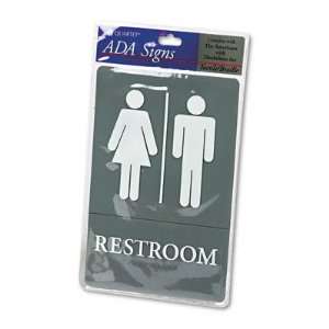 Quartet ADA Approved Restroom Sign, Tactile Graphics, Molded Plastic 