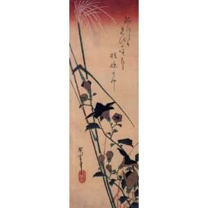   Keyring Japanese Art Utagawa Hiroshige Chinese bell flower and reed