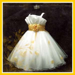 Gold Christening Flower Girl Dress Age 2 3 4 5 6 7 8 9Y  