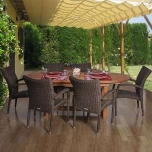  ia Lemans Deluxe Oval Eucalyptus And Wicker Dining 