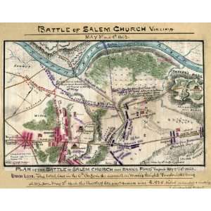  War Map Plan of battle of Salem Church near Banks Ford, Virginia 