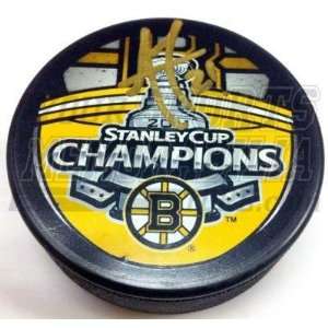  Andrew Ference Autographed Hockey Puck   Stanley Cup 