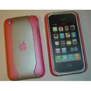 Apple iPhone Dual 2 Tone Pink / Silver Hard Back Case Cover 3G 3GS 