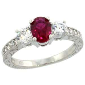  Sterling Silver 3 Stone Vintage Style Engagement Ring w 