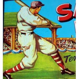  Vintage Baseball Safe Hit Crate Label, 1930s Everything 