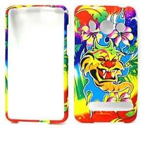 HTC EVO 4G 3D Embossed, Flaming Ghost Face with Flowers HARD PROTECTOR 