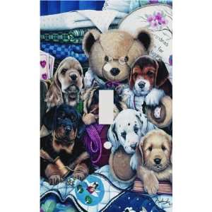  Puppies and Teddy Bear Decorative Switchplate Cover