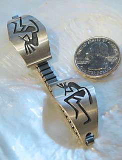 Hopi Sterling Silver Overlay Kokopelli Watchband  