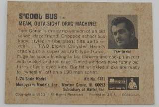 1970 MONOGRAM SCHOOL SCOOL BUS DRAG CARD HOT ROD SHOW TRUCK MODEL KIT 