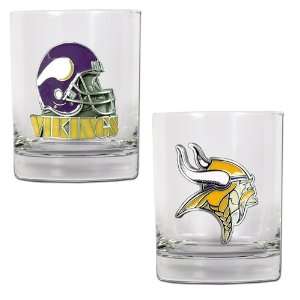  Minnesota Vikings 2pc Rocks Glass Set   Primary Logo 