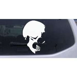 Skull Side View Skulls Car Window Wall Laptop Decal Sticker    White 