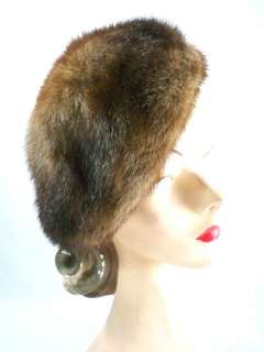 Vintage Medium Brown Mink Beret Hat Vittorio 1950s  