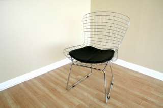 MODERN CAFE STEEL WIRE MESH CHAIR SILVER CHROME BERTOIA STYLE BLACK 
